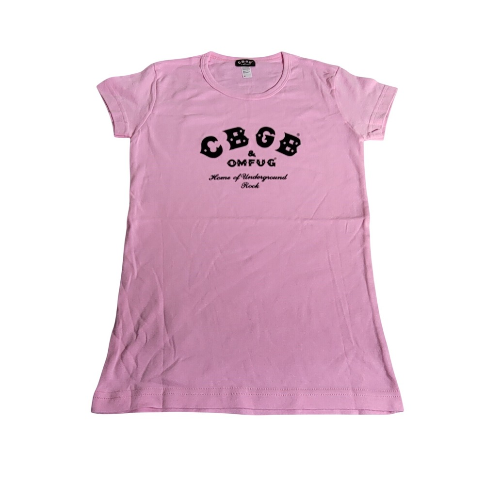 CBGB OMFUG Pink Graphic T-Shirt Womens Medium Short Sleeve Punk Rock Tee USA